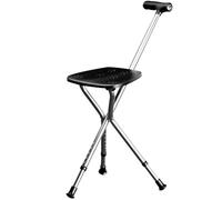 RAGOPILEN Chaise Pliante, Chaise béquille avec lumière LED Noire 27 x 85-95 cm