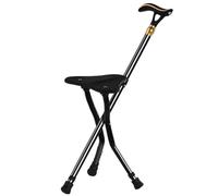 RAGOPILEN Chaise Pliante, Tabouret Canne avec lumière LED et Alarme, 5 Vitesses, Hauteur, Noir, 24 x 80-90 cm