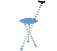 RAGOPILEN Chaise Pliante, Tabouret Canne Pliable en Alliage d'aluminium, Hauteur réglable à 5 Vitesses, Bleu, 24 x (87-97) cm