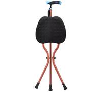 RAGOPILEN Chaise Pliante, Tabouret Canne Pliable Marron réglable avec éclairage LED, 28 x 85-93 cm