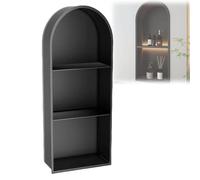 RAGOPILEN Sculptures décoratives, Niche de Douche arquée en Acier Inoxydable, encastrée à 2-3 Couches, Option de lumière Noire et Blanc cassé(Black with Light,3 Layer)