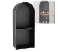 RAGOPILEN Sculptures décoratives, Niche de Douche arquée en Acier Inoxydable, encastrée à 2-3 Couches, Option de lumière Noire et Blanc cassé(Black with Light,2 Layer)