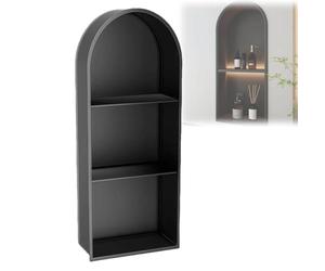 RAGOPILEN Sculptures décoratives, Niche de Douche arquée en Acier Inoxydable, encastrée à 2-3 Couches, Option de lumière Noire et Blanc cassé(Black with Light,3 Layer)