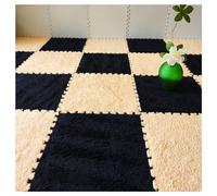 RAGOPILEN Tapis d'éveil en Peluche, Carreaux de Sol en Mousse emboîtables 12x12 Pouces Multicolores 10 pièces(Black+Apricot)