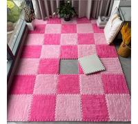 RAGOPILEN Tapis d'éveil en Peluche, Dalles de Moquette emboîtables 30x30x1 cm Multicolores Paquet de 10(Pink+Rose Red)