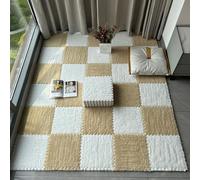 RAGOPILEN Tapis d'éveil en Peluche, Dalles de Moquette emboîtables 30x30x1 cm Multicolores Paquet de 10(White+Apricot)