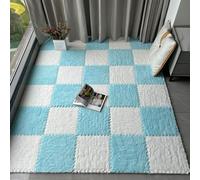 RAGOPILEN Tapis d'éveil en Peluche, Dalles de Moquette emboîtables 30x30x1 cm Multicolores Paquet de 10(White+Light Blue)