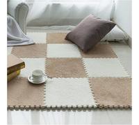 RAGOPILEN Tapis d'éveil en Peluche, Dalles de Moquette emboîtables en Mousse EVA, Paquet de 12 Multicolores 12x12 Pouces(White+Light Coffee)