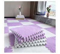 RAGOPILEN Tapis d'éveil en Peluche, Dalles de Moquette emboîtables en Mousse, Paquet de 80 Multicolores 0,23 à 0,39 Pouces(Purple+White,0.39 inch)