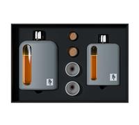 Ragproper Flasque moderne en verre pour homme | Doublure du couvercle en liège et en silicone | Prise ferme | Bords incurvés | Gourde recouverte de silicone durable pour whisky, liqueur, sprits |