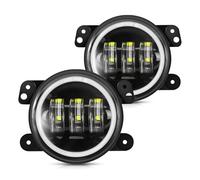 RAGPUKMUAN Phare Antibrouillard Pour Jeep Pour Wrangler JK 2007-2018 Feux Antibrouillard Ronds À LED De 4 Pouces Feux De Jour Et Clignotants Avec Yeux D'angle