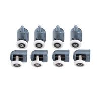 Raguso 8Pcs Twin Bottom Top Shower Door Rollers Pullys Wheels Runners Fits Glass 5-6mm with Screw and Cover Caps for Bathroom(Single Wheel)