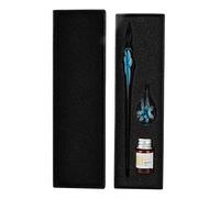 Raguso Rétro Verre Dip Pen Kit Cristal Élégant Fleur Verre Dip Pen Signature Stylo À Encre Stylo Plume avec Porte-Stylo À Encre pour Art Écriture Signatures Décoration