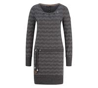 Ragwear Alexa Zig ZAG Femme,Robe en Coton,Robe en Jersey,Robe Tubulaire,Robe d'hiver,Robe décontractée,Manches Longues,Vegan,Black,S