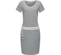 Ragwear Baomi YOUMODO Robe d'été à manches courtes pour femme avec cordon de serrage à la taille, motif rayé et poches XS-3XL, Blanc., M