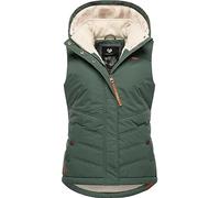 Ragwear Gilet d'extérieur sans manches pour femme Veste d'hiver chaude imperméable avec capuche amovible Hesty Intl XS-6XL, Vert pin 23, XXL