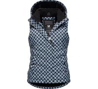 Ragwear Gilet d'extérieur sans manches pour femme - Veste d'hiver chaude, imperméable et respirante avec motif pied-de-poule tendance et capuche amovible - Imprimé Hesty - YOUMODO XS à 3XL, Bleu ciel