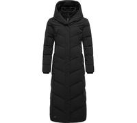 Ragwear Natalka Manteau d'hiver chaud matelassé extra long avec capuche pour femme Taille XS à 6XL, Noir , XXL