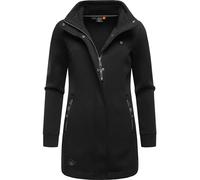 Ragwear Manteau de mi-saison long léger en sweat pour femme coupe-vent avec col haut Letrice Bonded XS-6XL, Noir , XL