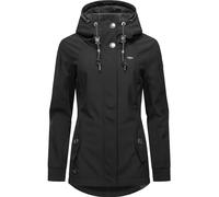 Ragwear Monadde Veste demi-saison fonctionnelle pour femme Veste softshell imperméable avec capuche Tailles XS à 6XL, Noir , S