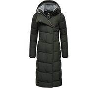 Ragwear Pavla Long Manteau matelassé chaud d'hiver à capuche pour femme XS-XXL, Vert olive foncé, M