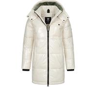 Ragwear YOUMODO Manteau d'hiver chaud pour femme Manteau matelassé brillant en matériau brillant avec capuche Roobie Long YOUMODO XS à 3XL, Blanc cassé., M