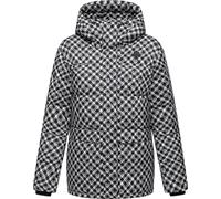 Ragwear Veste d'hiver pour femmes, veste matelassée chaude, imperméable et coupe-vent avec motif à carreaux tendance et capuche Wikesh Print YOUMODO XS-6XL, Noir , 4XL