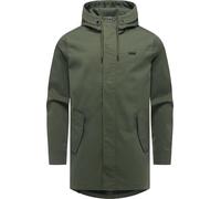 Ragwear Veste mi-saison longue imperméable et respirante pour homme avec cordon de serrage, fente de marche et capuche réglable Mr Smithem Twill Youmodo S-6XL, Vert olive foncé, S