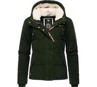 Ragwear Wuggys Veste d'hiver en velours côtelé pour femme avec doublure intérieure douillette et capuche, Vert olive foncé, M