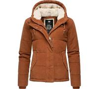 Ragwear Wuggys Veste d'hiver en velours côtelé pour femme avec doublure intérieure douillette et capuche, marron, M