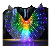 Ragyzity Ailes d'Isis à DEL - Costumes de danse du ventre avec bâtons, ailes de papillon à LED, ailes d'ange lumineuses à DEL pour carnaval, scène, Halloween, fête de Noël, coloré, about 110 cm