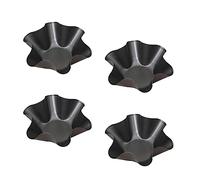 Ragyzity Lot de 4 moules à tortilla en acier au carbone anti-adhésif pour taco, saladier à tortilla, coquilles de taco, moules de cuisson en forme de fleur (noir, 4 pièces) (16,5 x 7,5 x 6 cm)