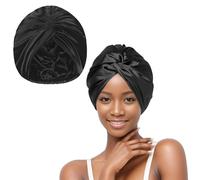 Raheem Bonnet de sommeil réglable en soie avec bande élastique - Bonnet de nuit doux et respirant - Bonnet de douche en satin - Bon pour les cheveux