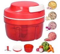 Raheem Coupe-oignon manuel avec cordon de serrage pour piment, oignon, légumes, noix, fruits, poivrons, viande, ail, purée d'aliments (rouge)