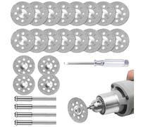 Raheem Lot de 20 disques à tronçonner diamantés pour disque à tronçonner Dremel, disque diamanté de 22 mm avec 4 mandrin de 3 mm, mini disques à tronçonner perforés avec tournevis pour carrelage