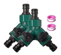 Raheem Répartiteur en Y à 2 voies pour tuyau d'arrosage 3/4" | Lot de 2 distributeurs en Y avec valves d'arrêt, 2 bandes d'étanchéité, pour irrigation de jardin et machine à laver
