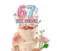 RAHHLIZS 6-7 Six Seven Cake Topper, Happy Birthday Cake Toppers | Décorations d'anniversaire à paillettes pour garçon et fille Rose 6 Bleu 7