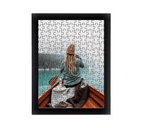 Rahmendesign24 Cadre puzzle Milano pour puzzle, env. 500-1000 pièces, 49 x 68 cm, 68 x 49 cm, noir (brillant) avec verre acrylique