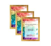 Rahmendesign24 Lot de 3 cadres photo Collage Milano - 30 x 40 cm - Feuille d'or - Cadre photo amovible - Cadre pour affiches - Cadre puzzle