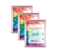 Rahmendesign24 Lot de 3 cadres photo Milano - 30 x 40 cm - Or rose - Cadre amovible - Cadre pour poster, puzzle