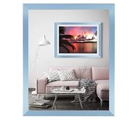 rahmengalerie24 Alice Cadre photo DIN A5 - Bleu - 15 x 21 cm - En bois et verre acrylique - Sans passe-partout - Cadre photo amovible pour photos ou images - En MDF - Sans image