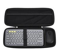 RAIACE Étui de Voyage Rigide pour Clavier Multi-appareils sans Fil Logitech K380 et Souris Logitech M350. (pour la Vente est Le Cas Seulement). - Noir (Doublure Noire)