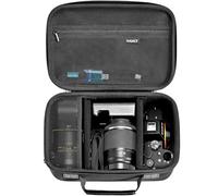 RAIACE Étui Rigide Compatible avec Les appareils Photo Sony Alpha 7 II III IV/7R V, Nikon, Canon, Pentax et Autres. Grande capacité avec Poche Filet pour Objectif, Chargeur et Accessoires.- Noir