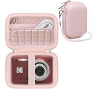 RAIALL Étui compact pour appareil photo numérique KODAK PIXPRO FZ55 / FZ53 / FZ45, Vlogging, sac de rangement de voyage, poche en maille pour câble de charge, carte SD et piles, rose