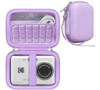 RAIALL Étui compact pour appareil photo numérique KODAK PIXPRO FZ55 / FZ53 / FZ45, Vlogging, sac de rangement de voyage, poche en maille pour câble de charge, carte SD et piles, violet