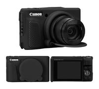 RAIALL Étui en silicone pour appareil photo numérique Canon PowerShot SX740/SX730, SX740 HS - Souple - Housse de protection en silicone - Légère - Avec couvercle d'objectif amovible - Noir