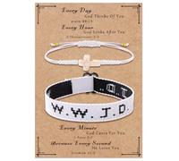 Raicegs WWJD Bracelet à cordes croisées pour femme et homme Cadeau chrétien Jésus Bracelets Foi Religieuse Pâques Bijoux chrétiens pour femme, adjustable, Nickel, Pas de gemme
