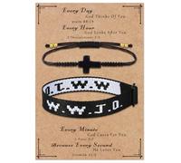 Raicegs WWJD Bracelet à cordes croisées pour femme et homme Cadeau chrétien Jésus Bracelets Foi Religieuse Pâques Bijoux chrétiens pour femme, adjustable, Nickel, Pas de gemme