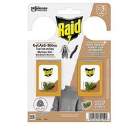 Raid - Gel Anti-Mites Senteur Bois De Cèdre - Protège Les Vêtements Jusqu'à 3 Mois - Parfume Délicatement - Certification Woolmark - 2 Gels