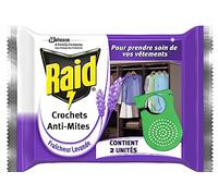 Raid - Crochets Anti-Mites - Protège Efficacement Vêtements et Tissus Jusqu'à 1 Mois - Parfume La Garde-Robe - Ne Tache Pas - Pour Penderies et Cintres - 2 Crochets